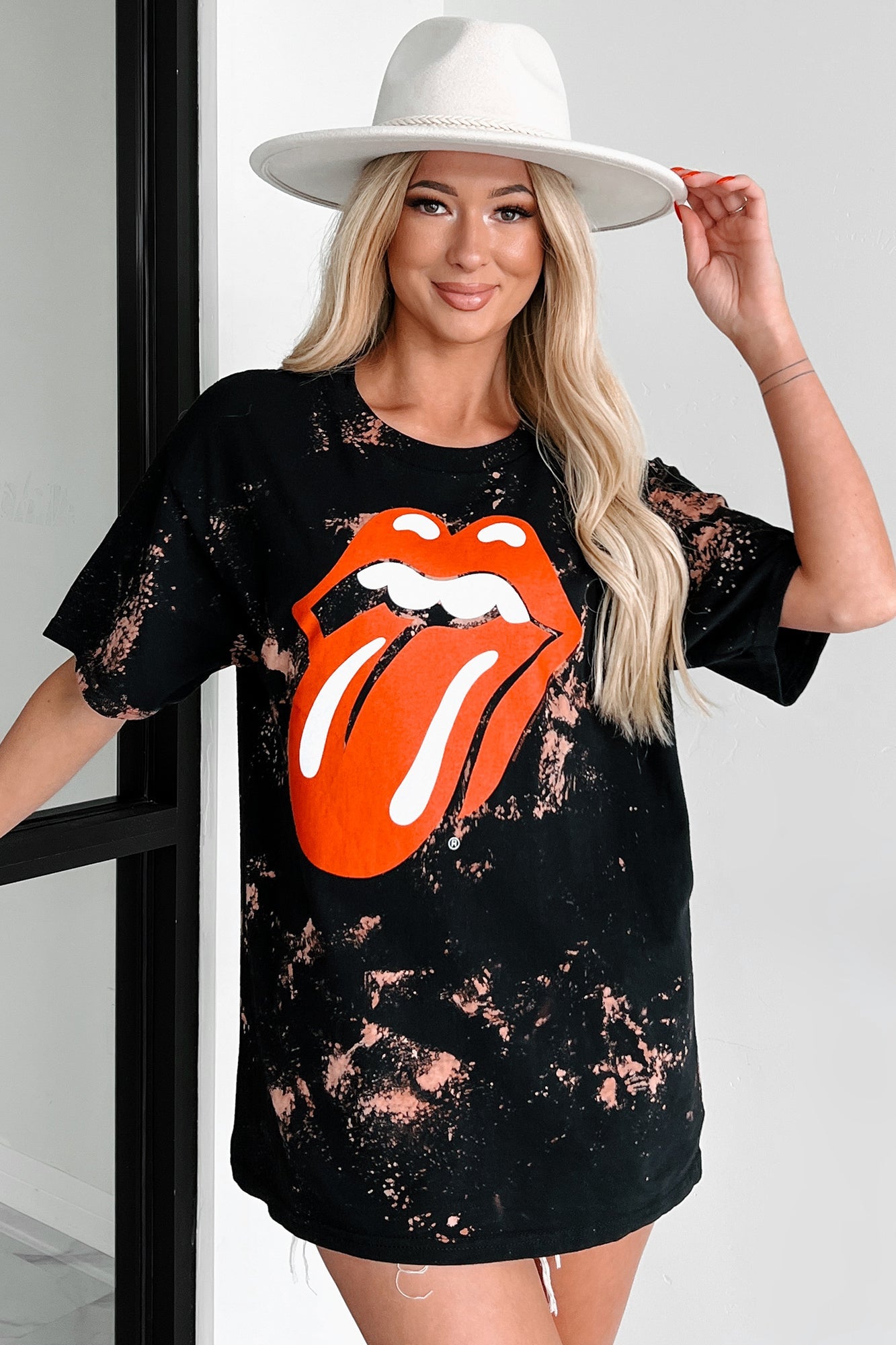 Born To Rock Bleached Graphic T-Shirt (Black)