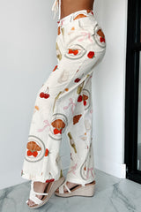 Back In Paris Printed Wide Leg Pants (Ivory)