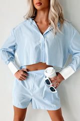 Facilitating Change Striped Two-Piece Set (Light Blue/White)