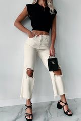 Lysandra High Rise Crop Straight Leg Vervet Jeans (Ivory)