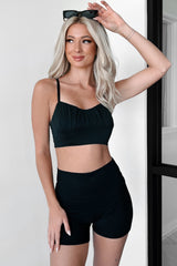 Layla Shirred Bralette Top (Black)