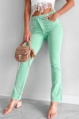 Christos Cross-Over Waist Bootcut Jeans (Green)