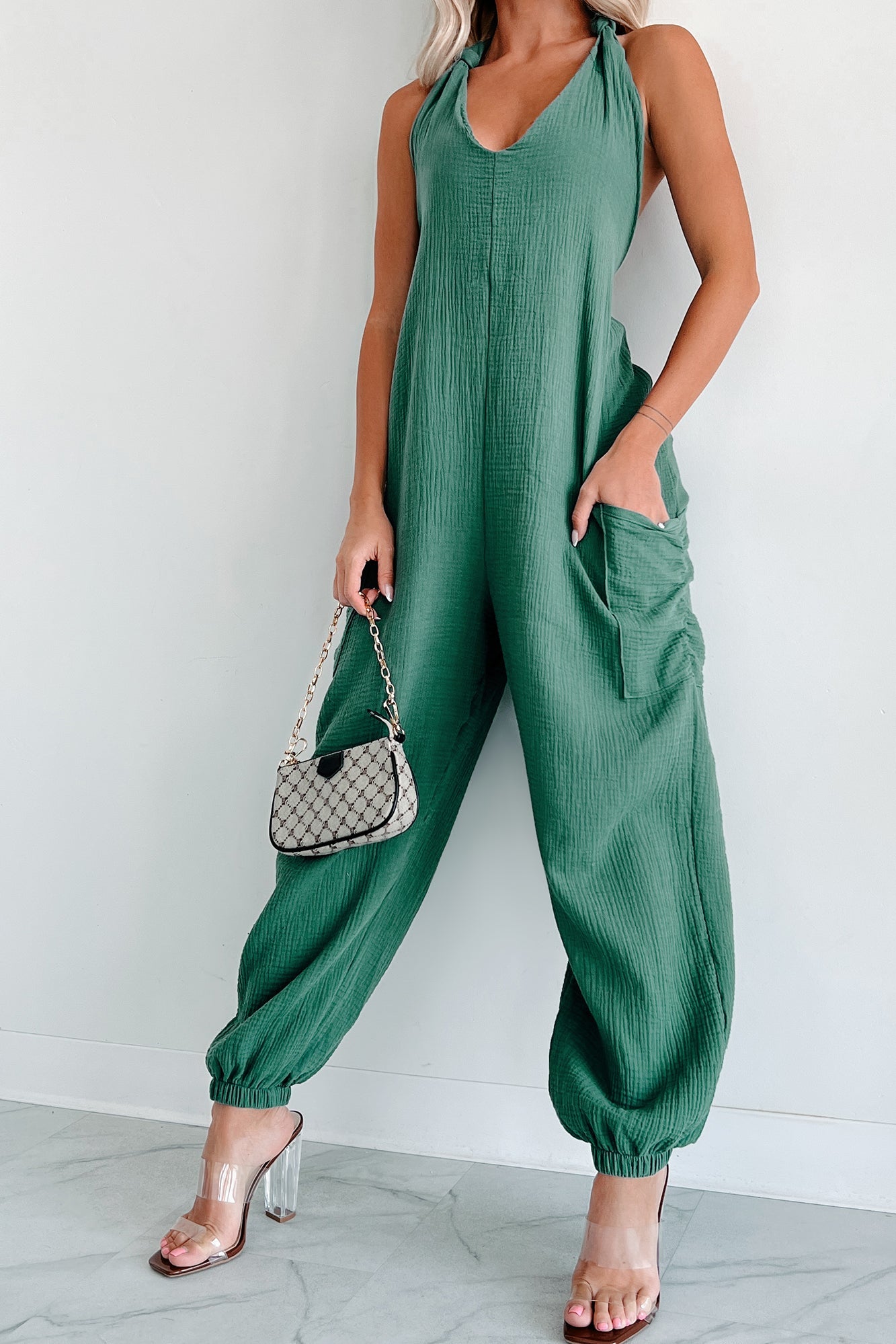 Lockwood Wasabi Mint Halter Jumpsuit (Green)