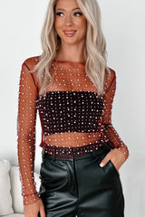 Lost Your Chance Pearl Mesh Top (Wine)