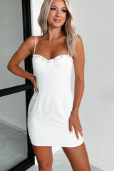 Sweet Wonder Eyelet Rose Mini Dress (Off White)