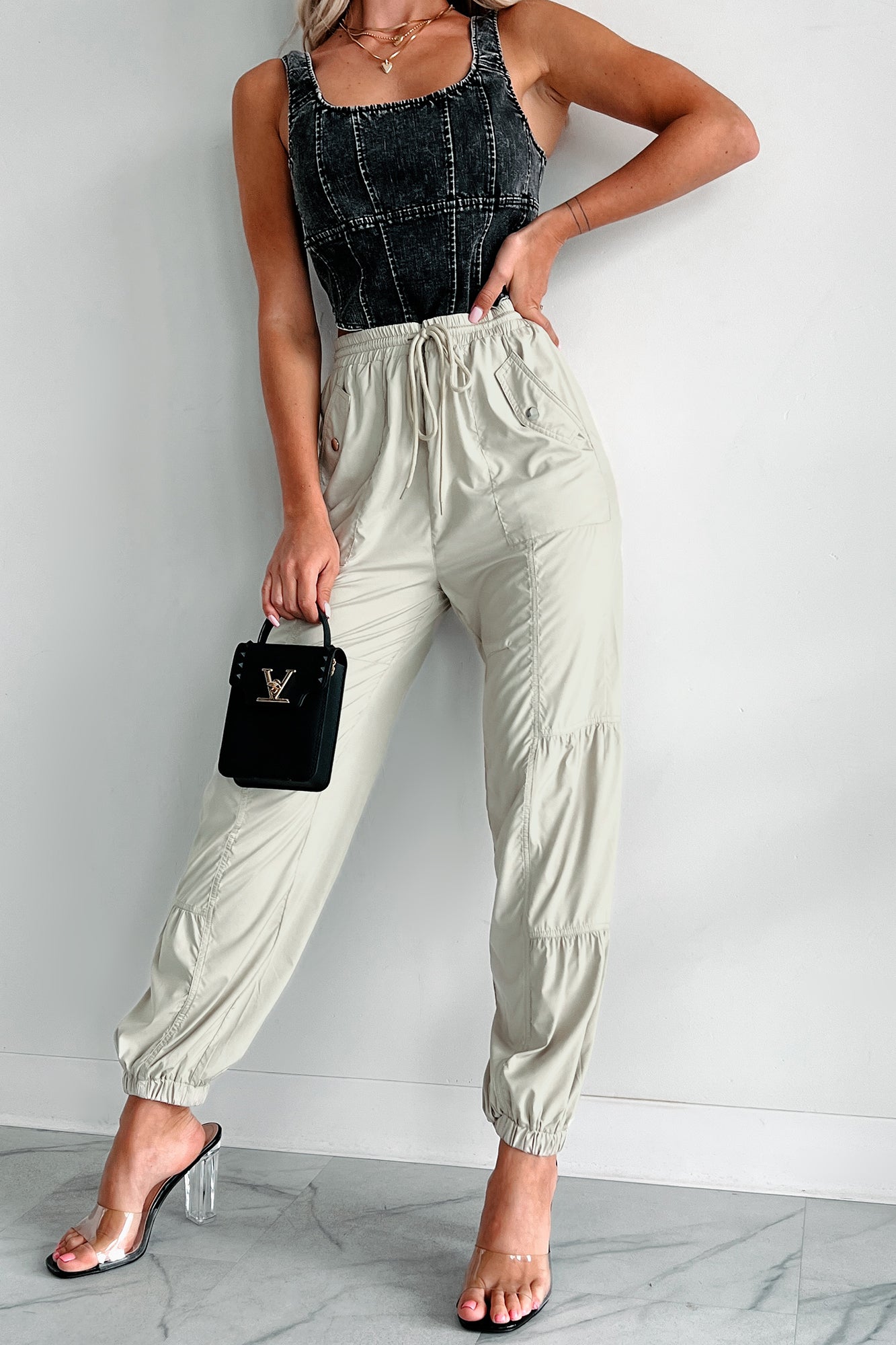 Breaking Barriers Drawstring Waist Joggers (Sage)