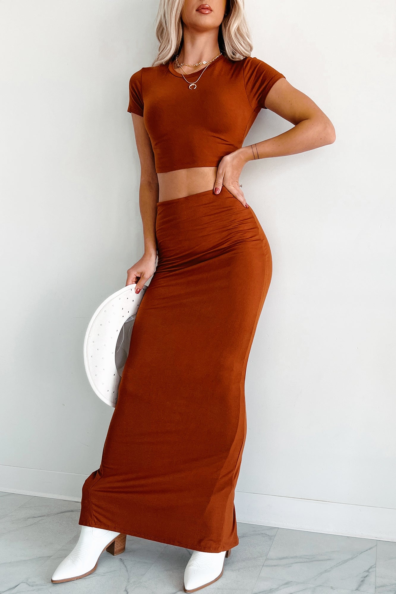 Comfort In Chaos Maxi Skirt (Rust)