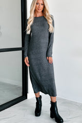 Zahari Long Sleeve Maxi Dress (Charcoal)