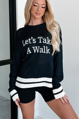 "Let's Take A Walk" Lightweight Knit Sweater (Dark Navy/White)