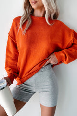 Favored For Fall Oversized Sweater (Coral Orange)