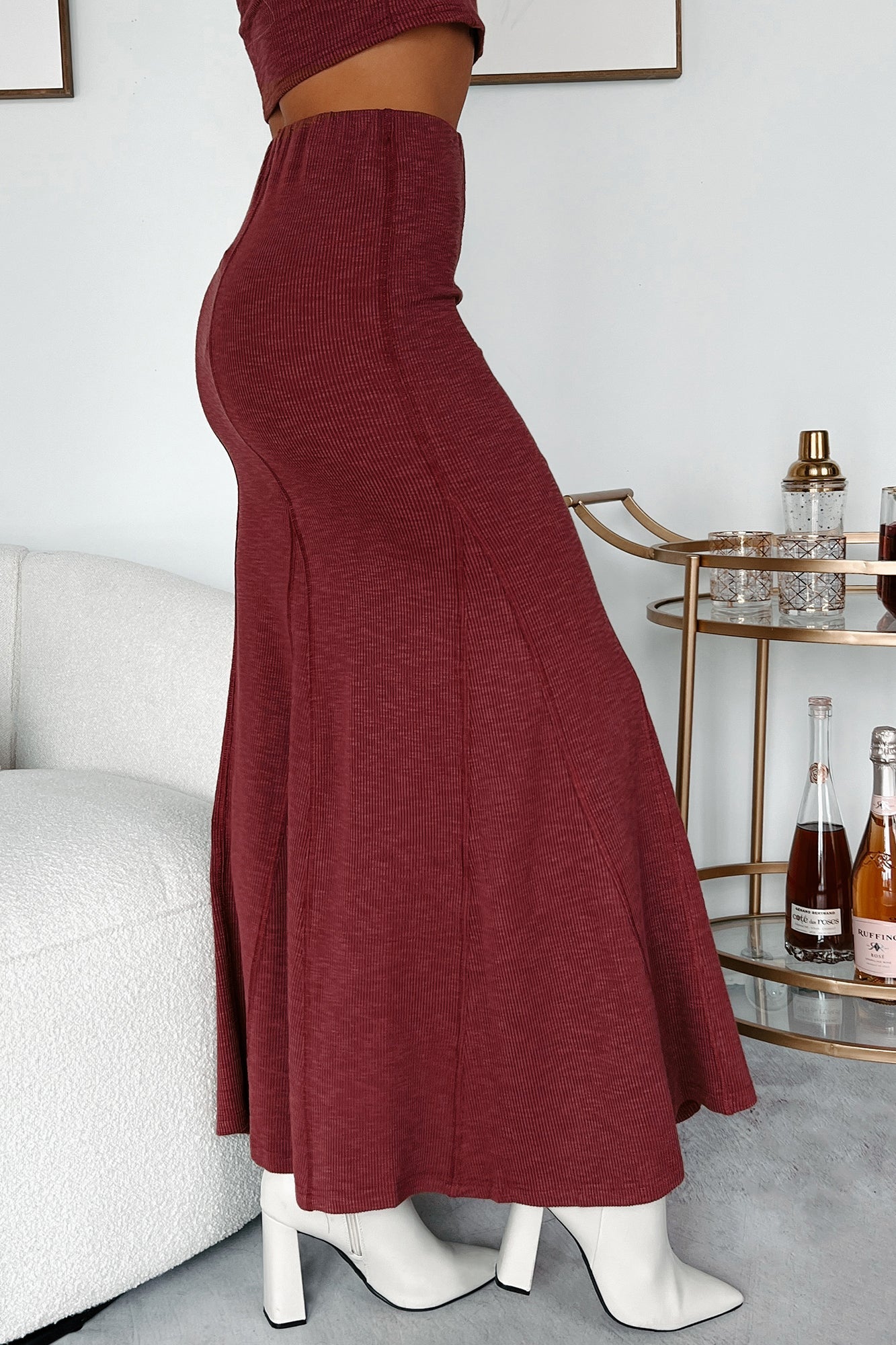 Making Today Count Inverted Seam Maxi Skirt (Burgundy)