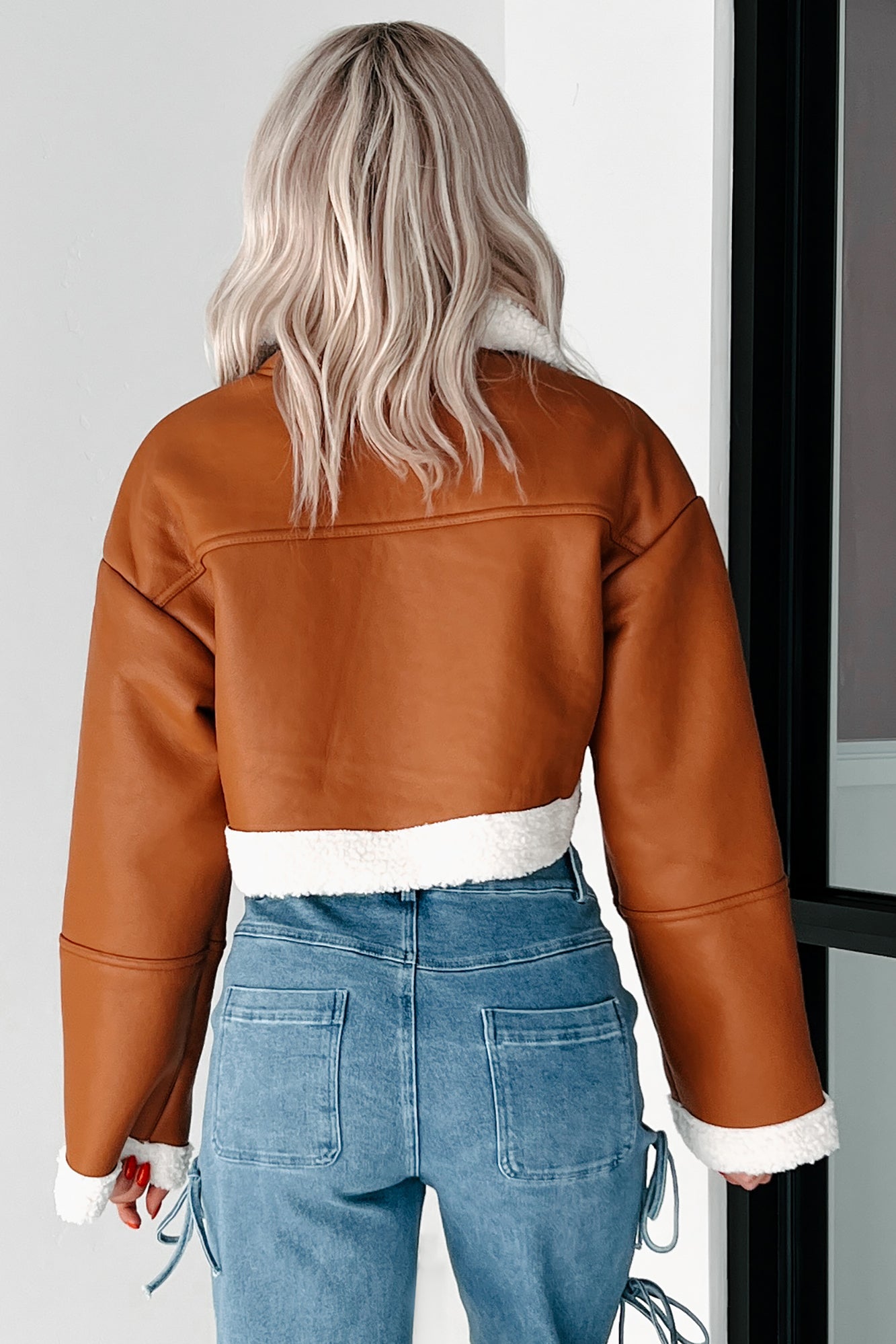 Denver Nights Faux Leather Crop Jacket (Brown)