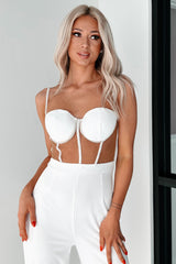 I Promise You Forever Rhinestone Mesh Jumpsuit (White)