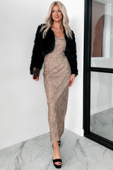 Divine By Design Faux Leather Maxi Dress (Taupe)