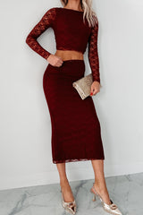 Coy Cutie Lace Two-Piece Set (Burgundy)