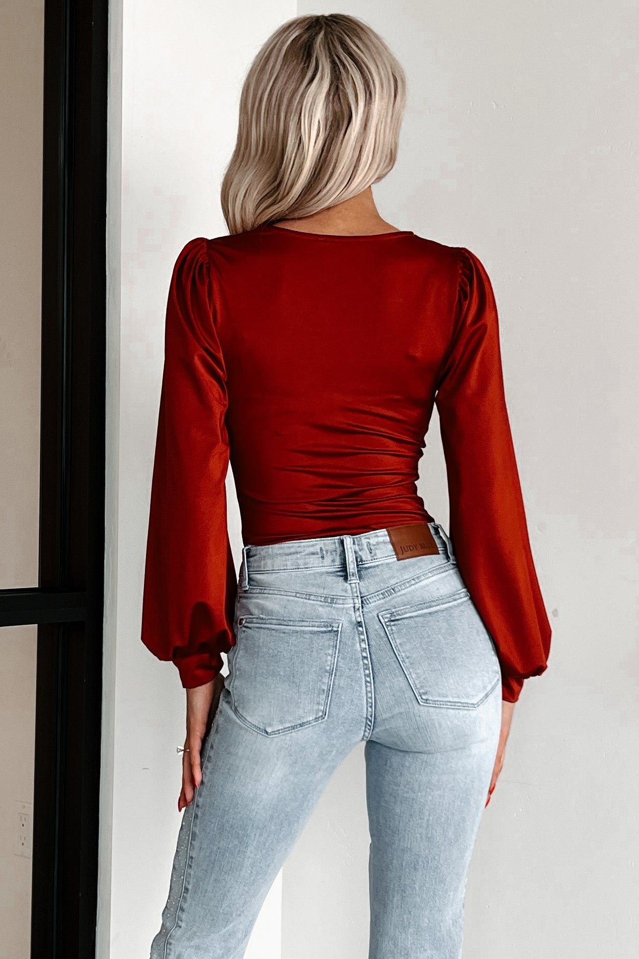 DOORBUSTER Serene Energy V-Neck Bodysuit (Burgundy)