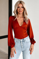 DOORBUSTER Serene Energy V-Neck Bodysuit (Burgundy)