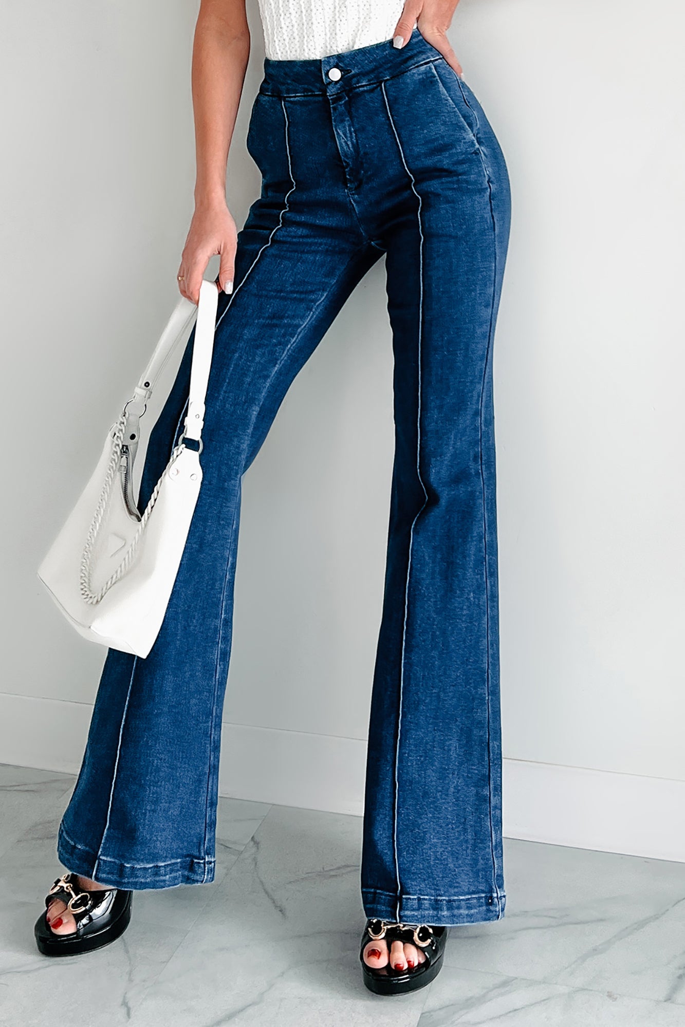 Abigail Special A High Rise Trouser Flare Jeans (Dark)