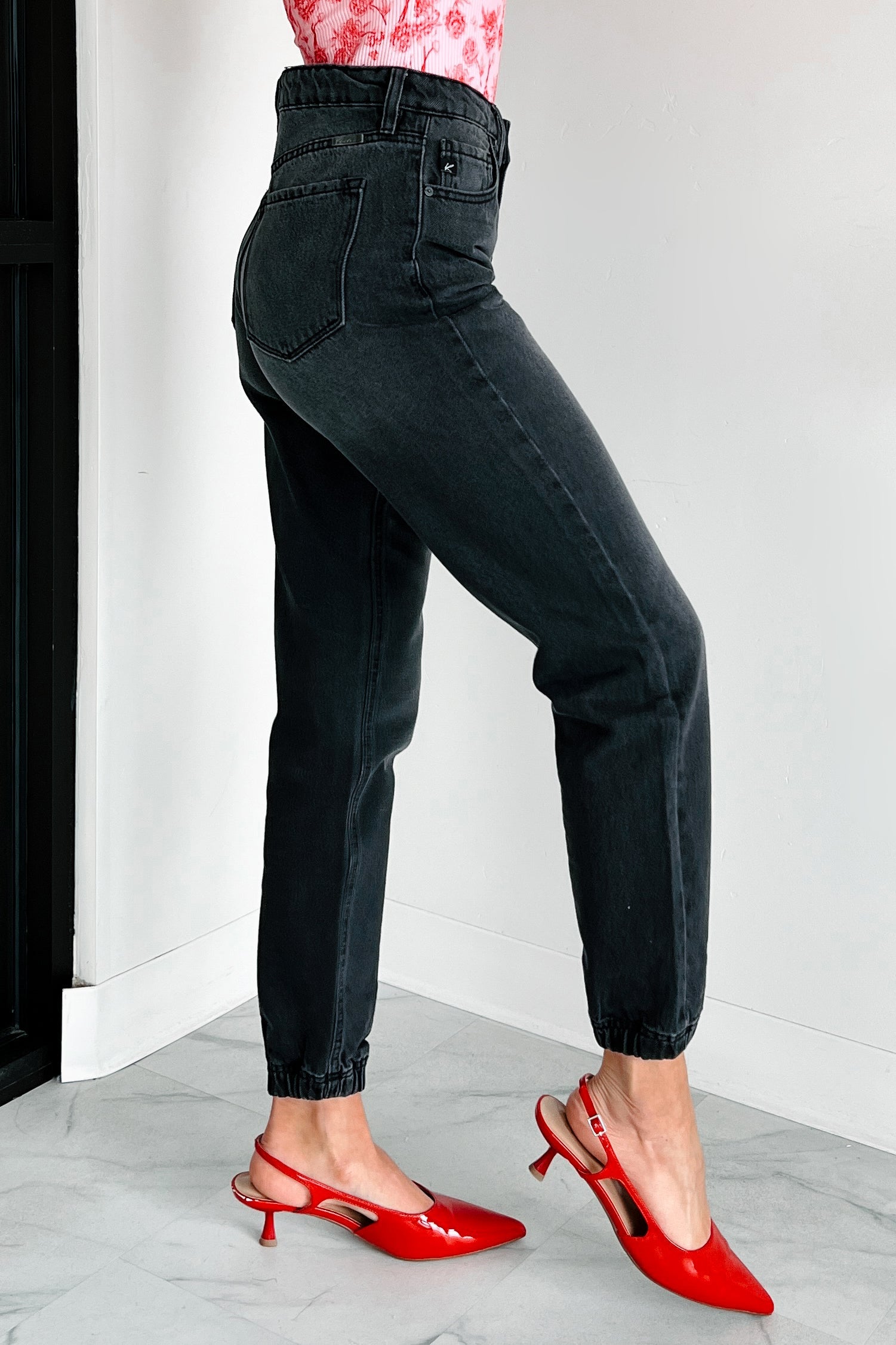 Sean High Rise Button Fly Kancan Jogger Jeans (Grey)