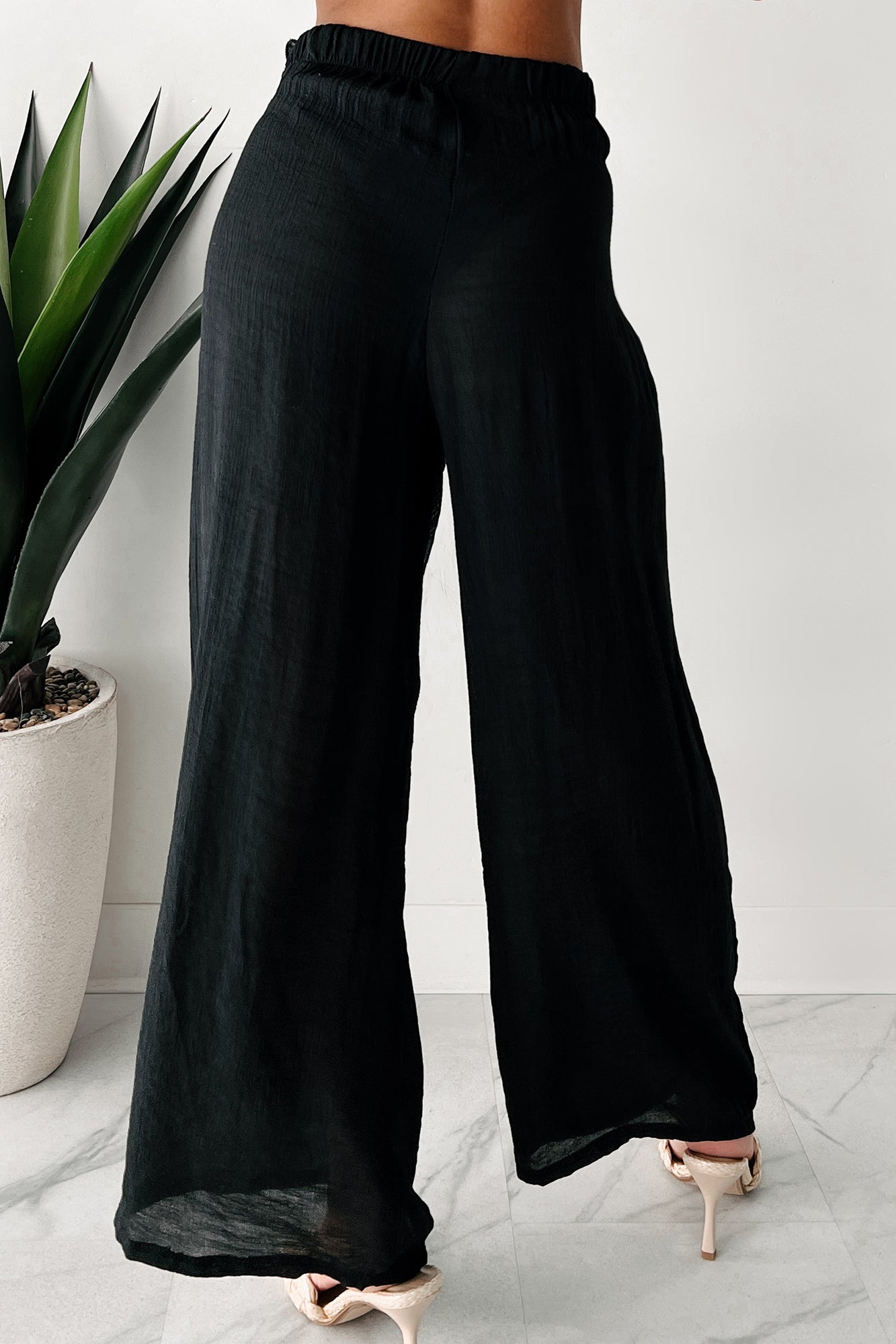 In Full Swing Wide Leg Linen Pants (Black)