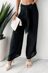 In Full Swing Wide Leg Linen Pants (Black)