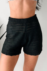 Sunny Disposition Crochet Knit Shorts (Black)