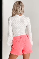 Own The Room Long Sleeve Lace Bodysuit (White)