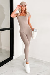 Mountain Path Cap Sleeve Stretchy Catsuit (Ash)