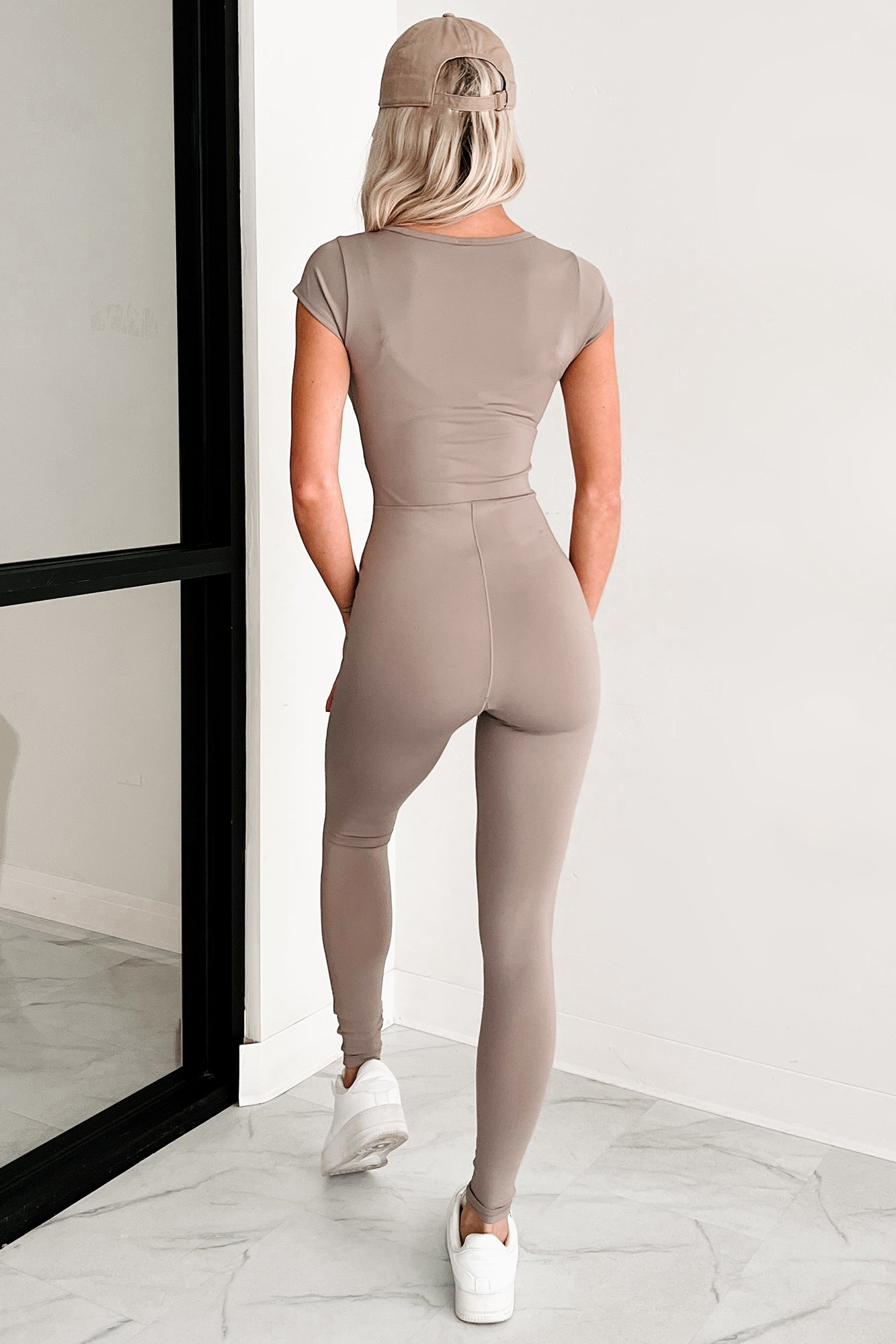Mountain Path Cap Sleeve Stretchy Catsuit (Ash)