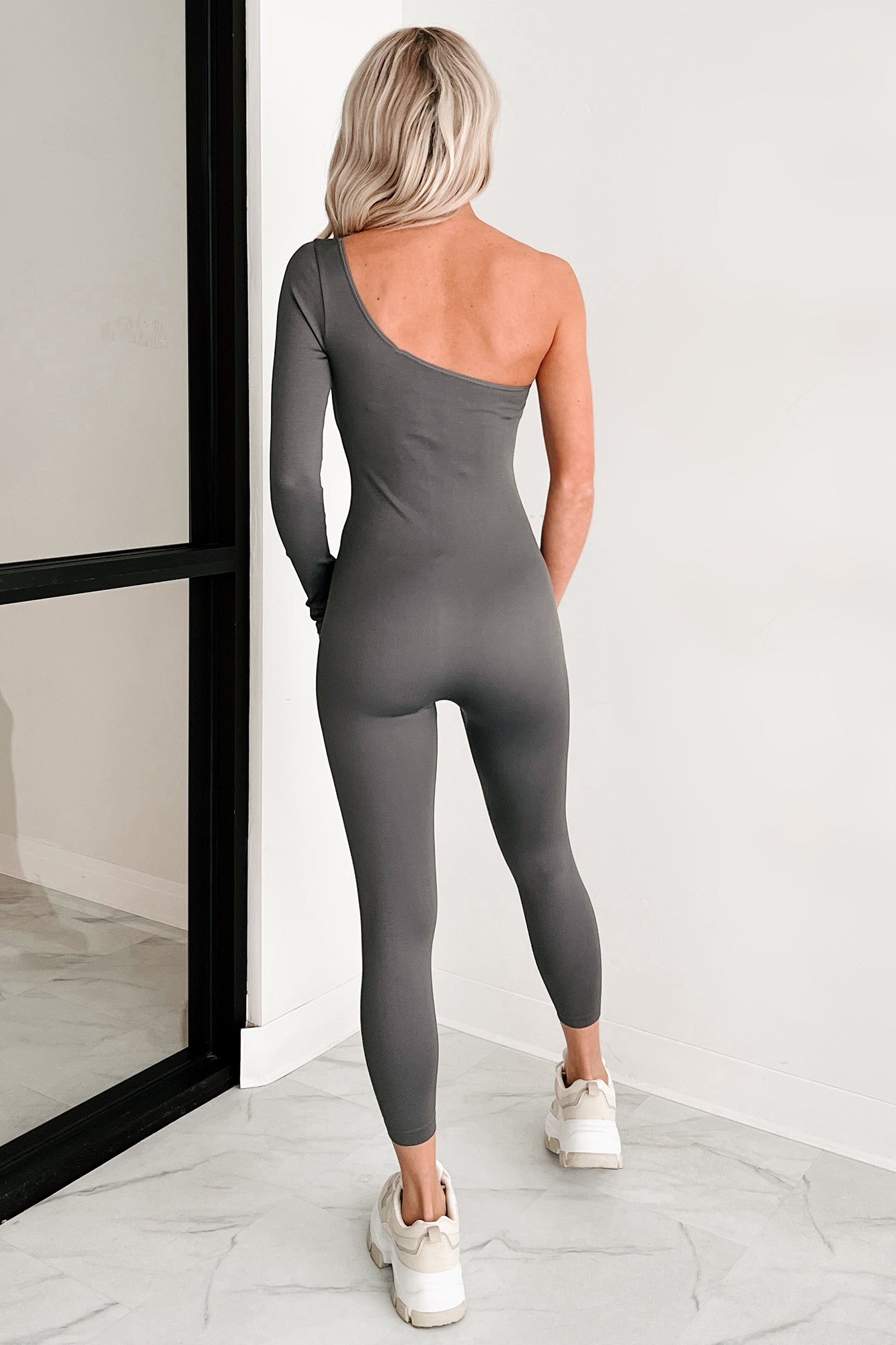 Luna One Shoulder Catsuit (Cool Grey)
