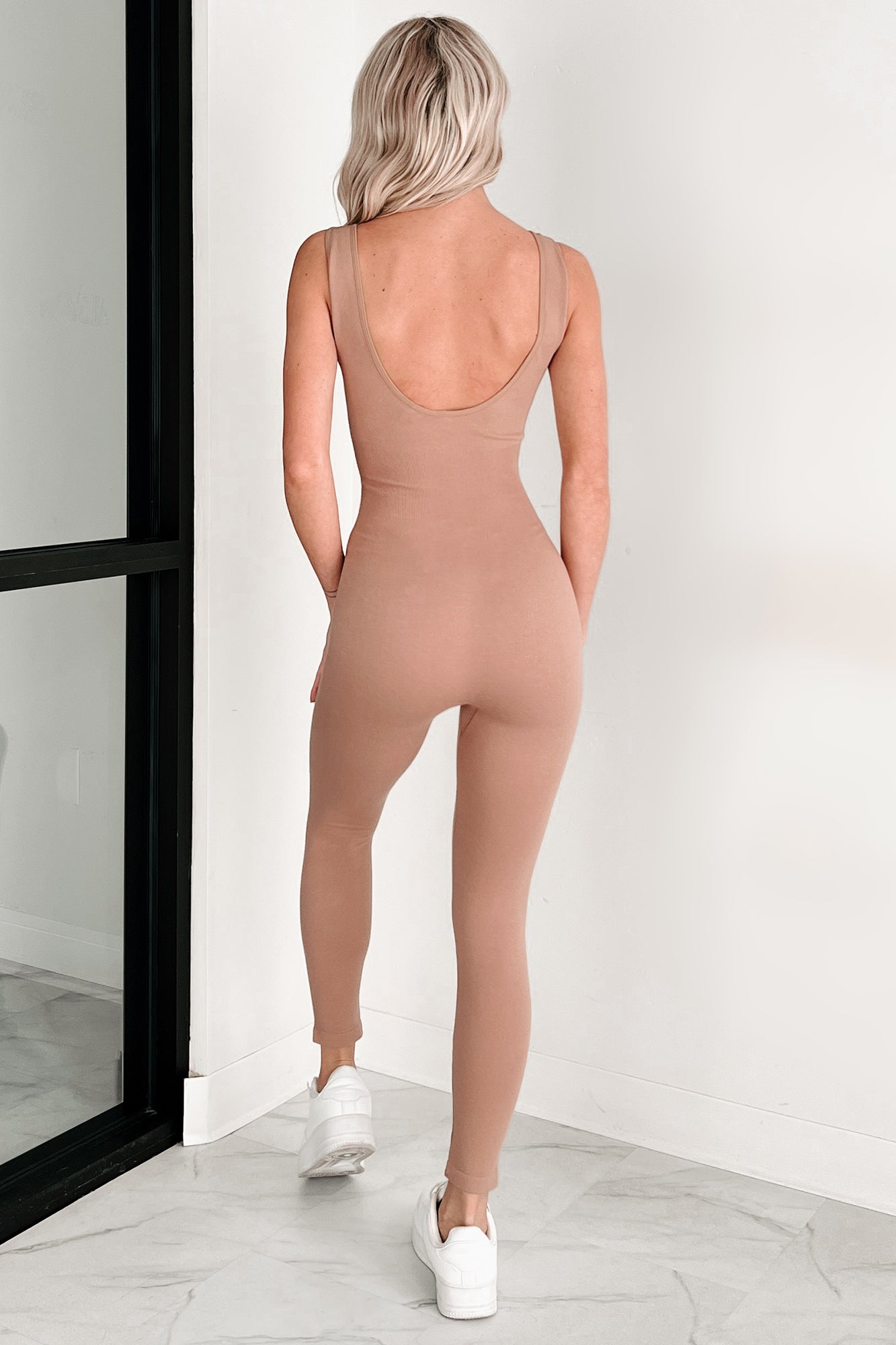 Latte At Sunrise Sleeveless Bodycon Catsuit (Mocha)