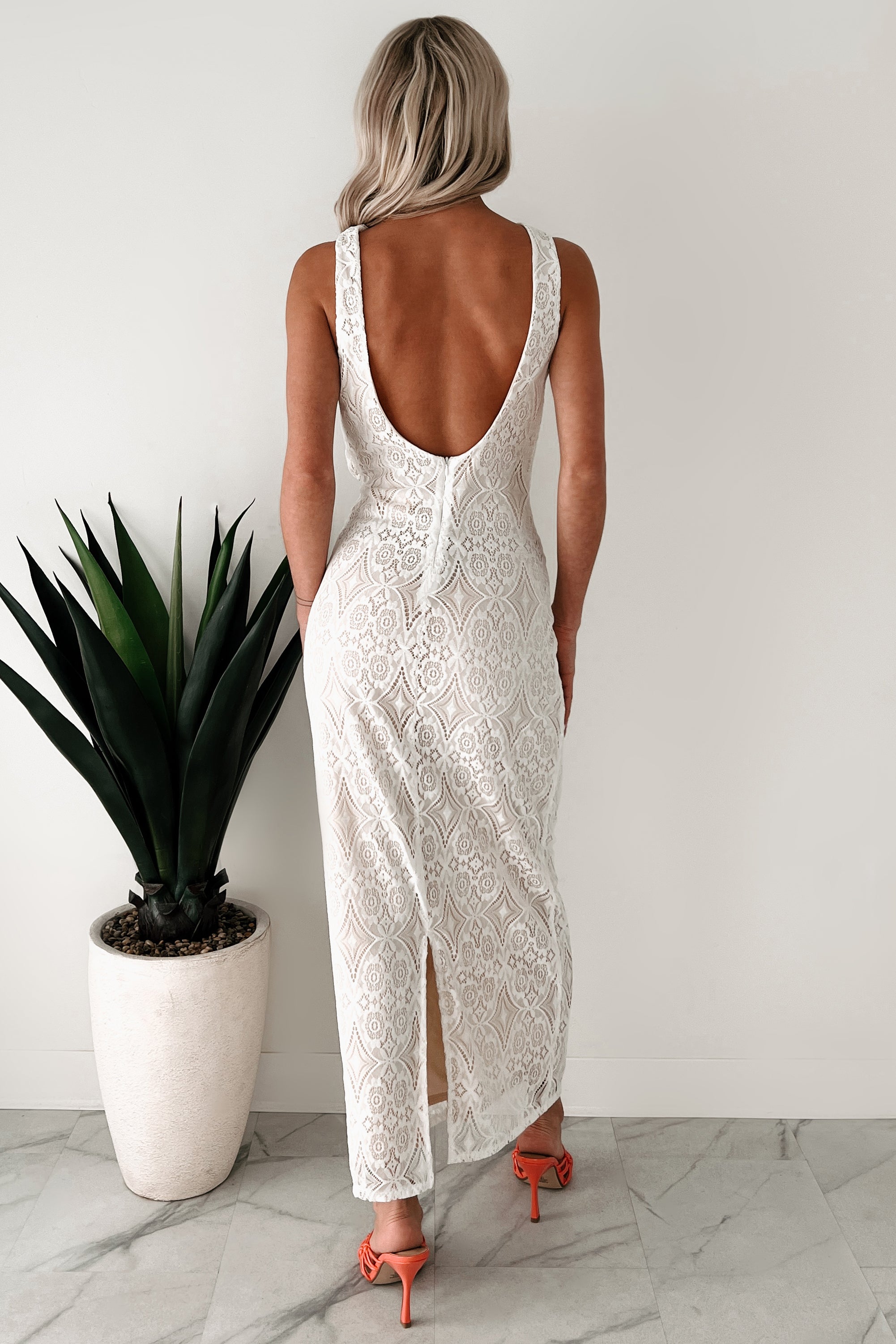 Lace Me Up In Love Lace Maxi Dress (White)