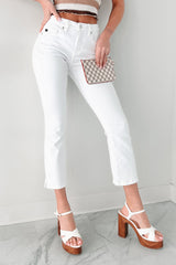 Elouise High Rise Kick Flare Kancan Jeans (White)