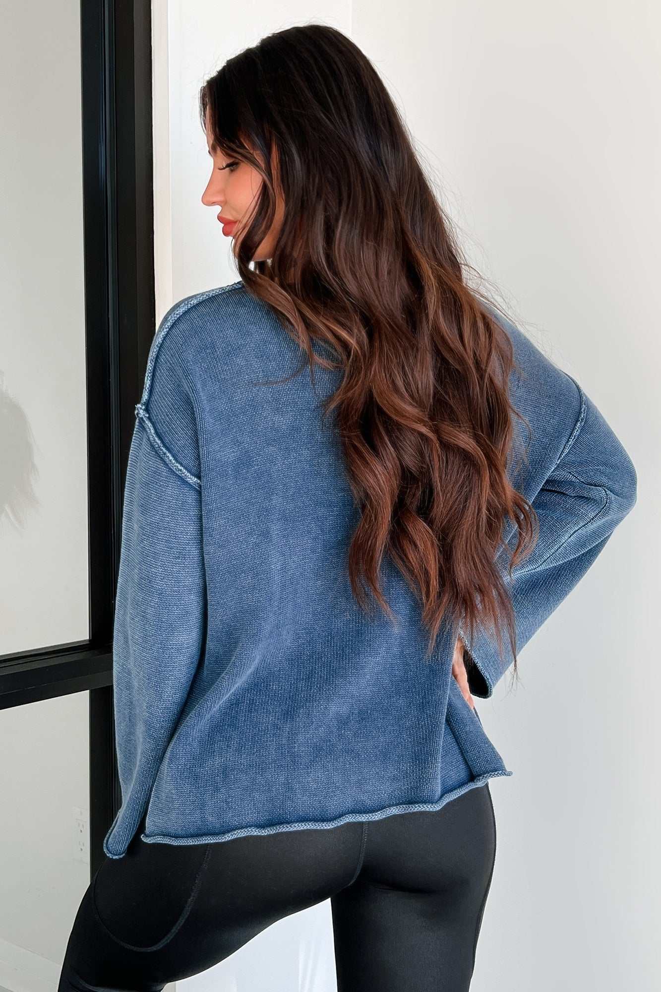 Humor Me Pocketed Sweater Top (Midnight Blue)