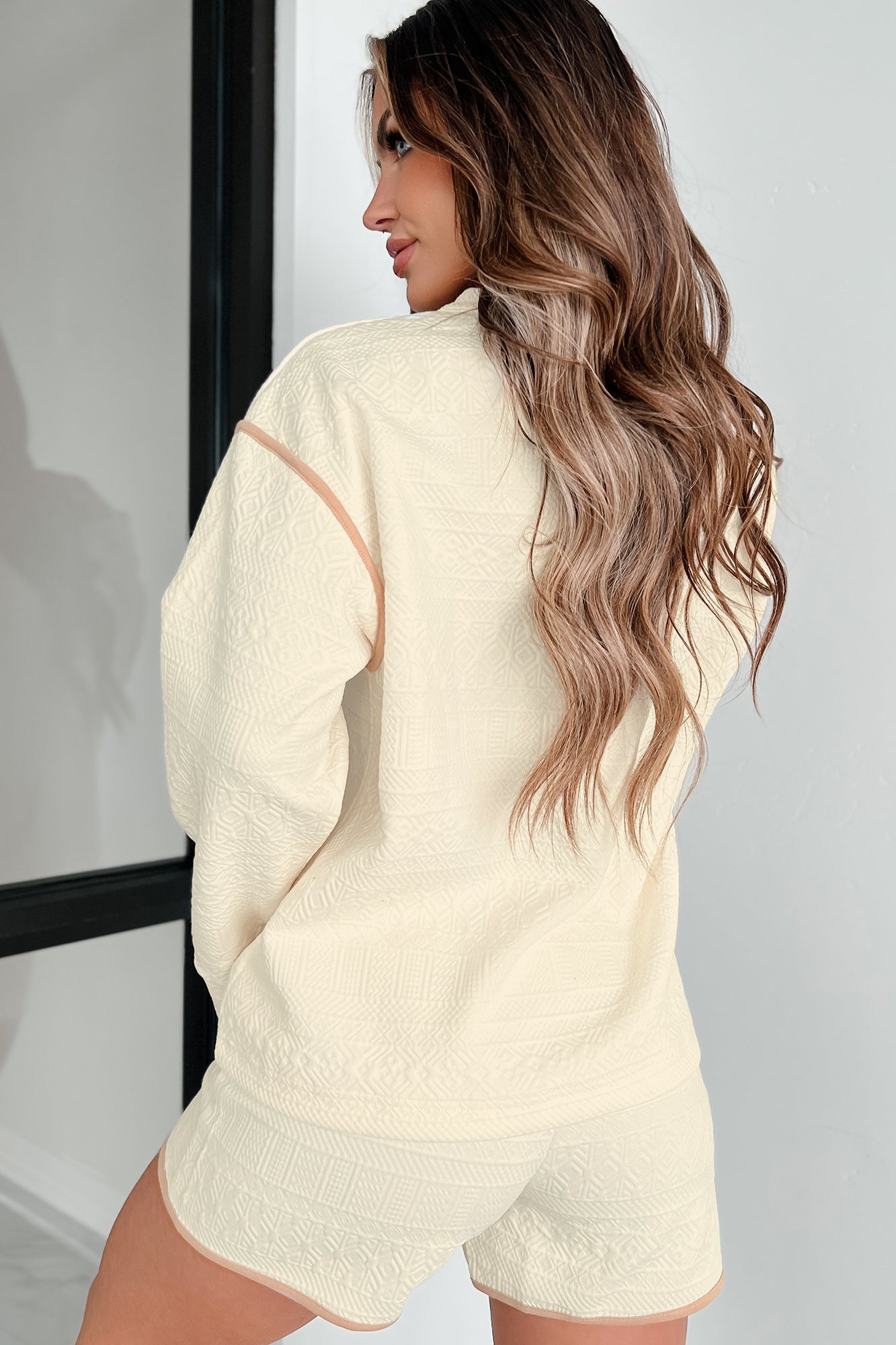 Early Calls Geometric Knit Lounge Set (Ivory)
