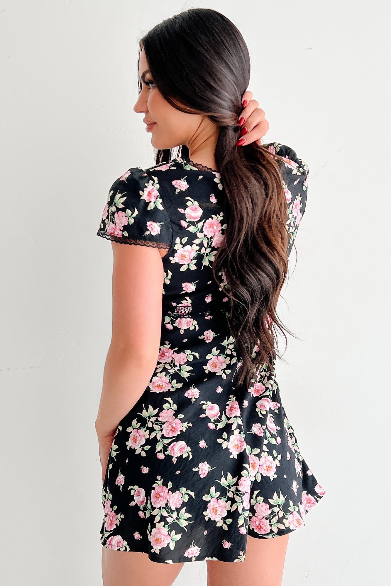 Endless Rose Floral Mini Dress (Black)