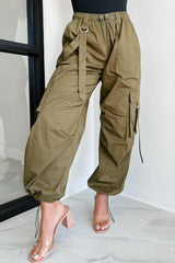 Mansel Wide Leg Cargo Pants (Olive)