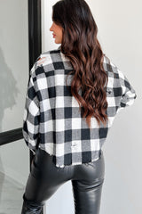 Toughen Up Destroyed Plaid Top (White/Black)