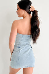 The Afternoon Edit Strapless Mini Dress (Denim)