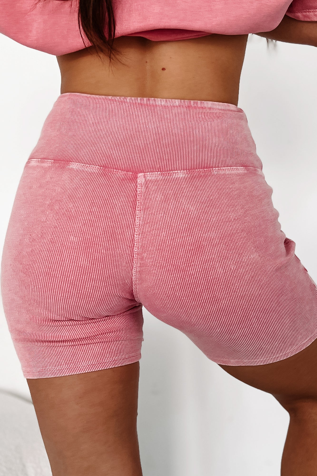 Staying In My Lane Ribbed Biker Short (Fuchsia)