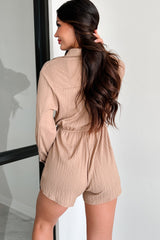 Letting Colors Fade Textured Romper (Dark Taupe)