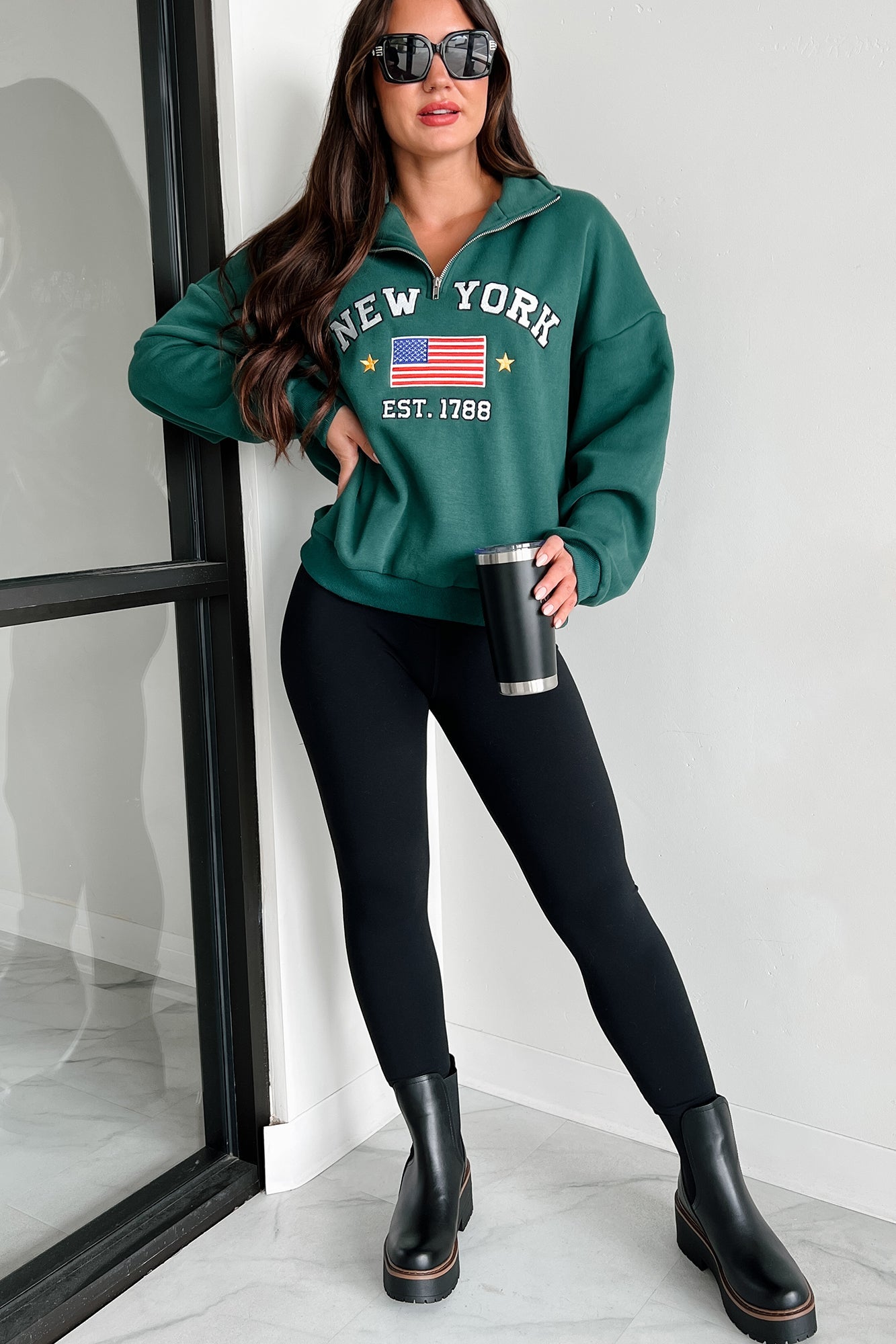 City Sights Quarter-Zip Pullover (Hunter Green)