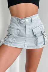 Daily Happenings Washed Cargo Skort (Denim)