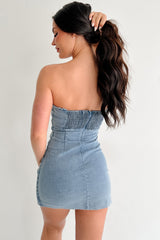 Street Couture Strapless Sweetheart Mini Dress (Denim)
