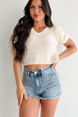 Comfort Meets Couture Puff Sleeve Sweater Top (Cream)