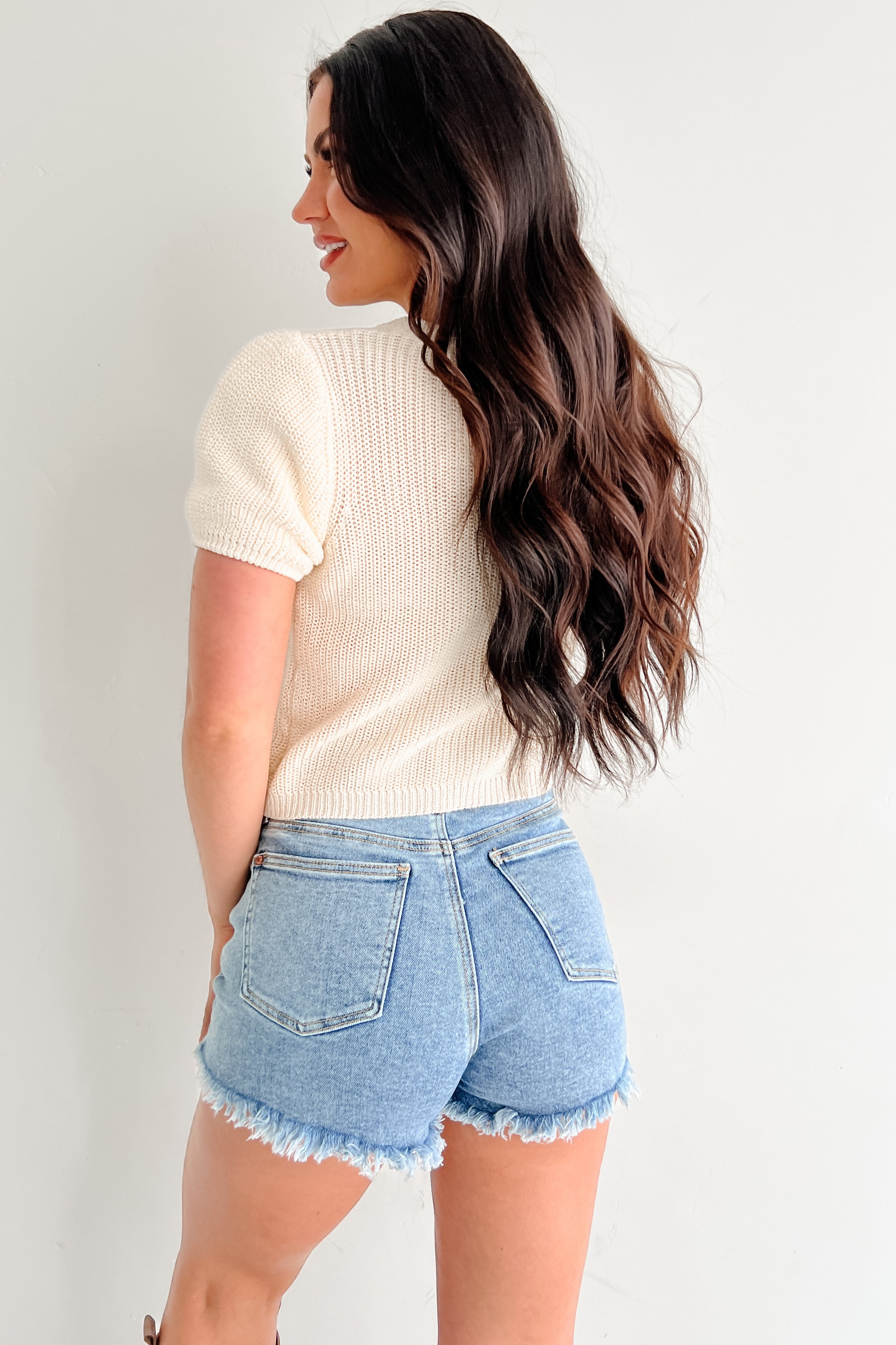 Comfort Meets Couture Puff Sleeve Sweater Top (Cream)