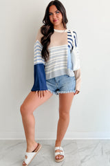 Homebody Era Colorblock Sweater Top (Blue)