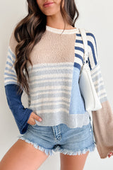 Homebody Era Colorblock Sweater Top (Blue)