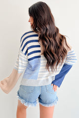 Homebody Era Colorblock Sweater Top (Blue)