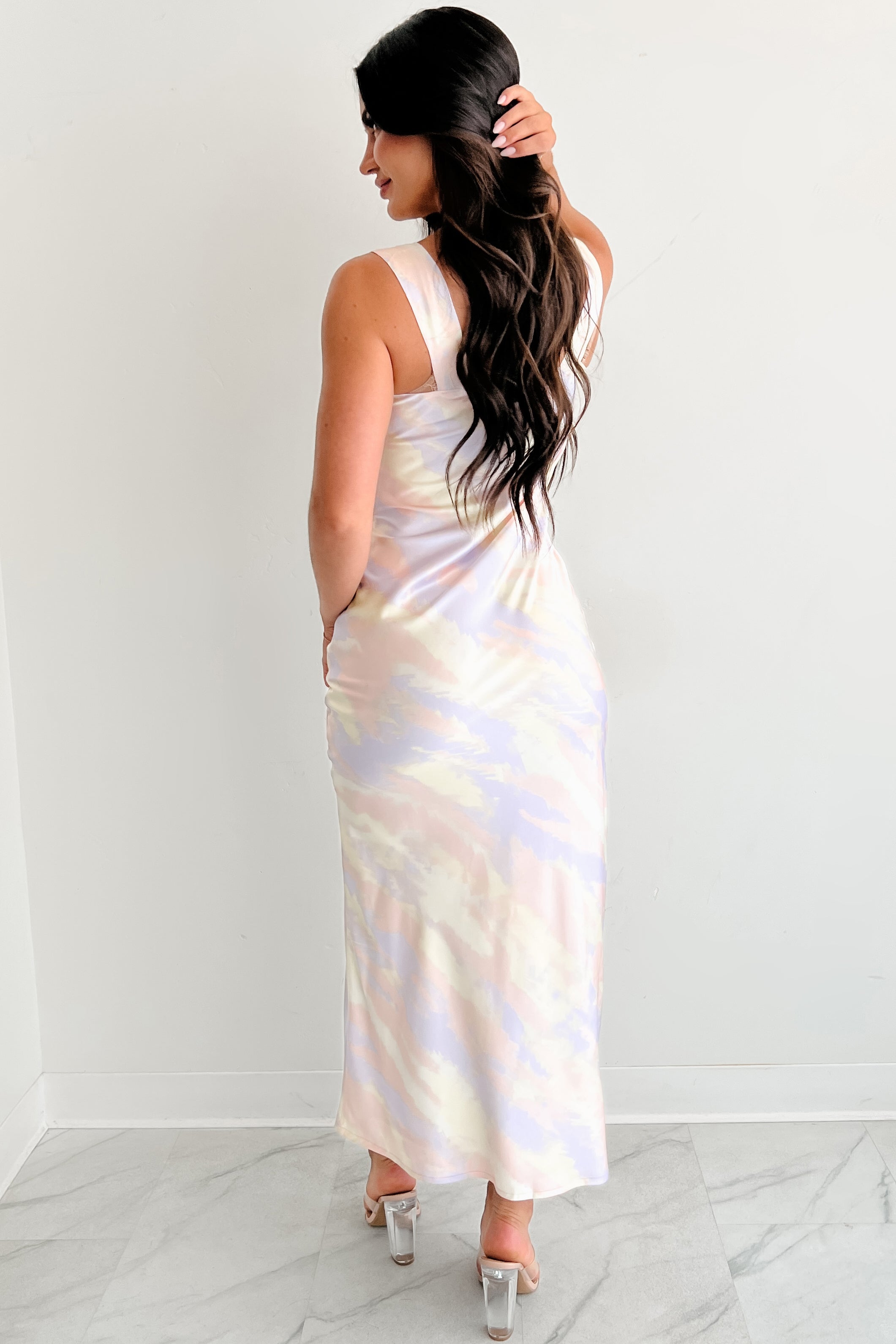 Cool & Cute Satin Sleeveless Maxi Dress (Multi)